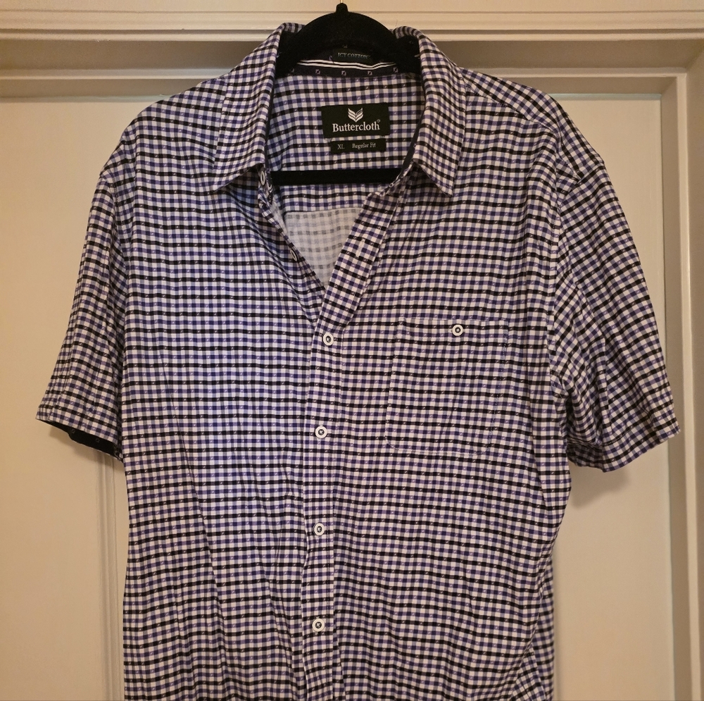 Buttercloth Icy Cotton Men's Short Sleeve Button Down Shirt